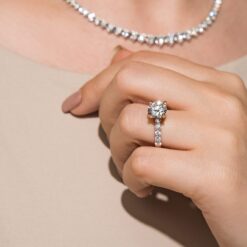 10 stone lab grown diamond engagement ring lifestyle 003