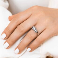 celestial three stone engagement ring lab grown diamond white gold lifestyle 001 a70a72be e6e3 4f44 839d 2e4f7a7a639b