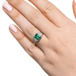 vivienne antique engagement ring accenteddiamond emerald lifestyle 002