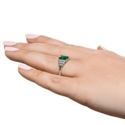 vivienne antique engagement ring accenteddiamond emerald lifestyle 003