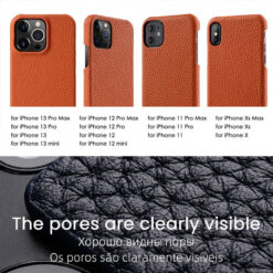 for iphone 15 14 pro max plus premium genuine leather case luxury business high end cowhide phone cases back cover
