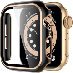 tempered glass screen case for apple watch series 7 8 5 6 se 3 45/41/44/40/42/38mm glass + cover