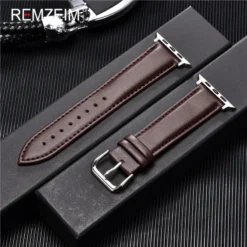 luxury genuine leather wristband for apple watch series 8 7 6 5 4 3 se 38/40/41/42/44/45mm