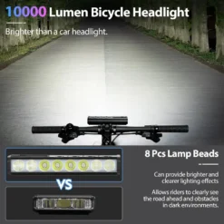 10000 lumen waterproof usb rechargeable bicycle light for mtb and road cycling (1000mah battery)