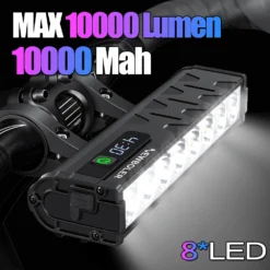 10000 lumen waterproof usb rechargeable bicycle light for mtb and road cycling (1000mah battery)