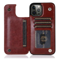 double buckle leather case for iphone 15 pro max 15 plus with card slots and stand function drop protection cover