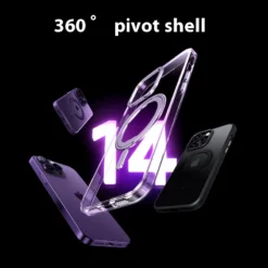 magnetic 360°rotation stand phone case for iphone 11 12 13 14 15 pro max 15plus with ring holder frosted transparent cover funda